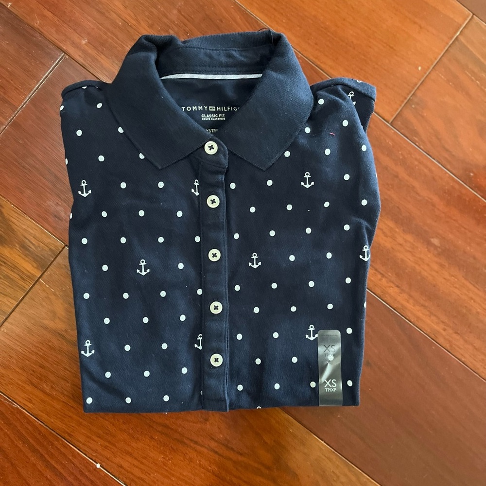Tommy Hilfiger collared shirt navy blue NWT